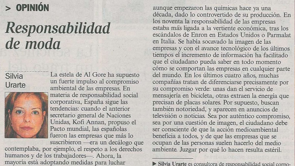 Responsalidad de moda - Silvia Urarte en El País
